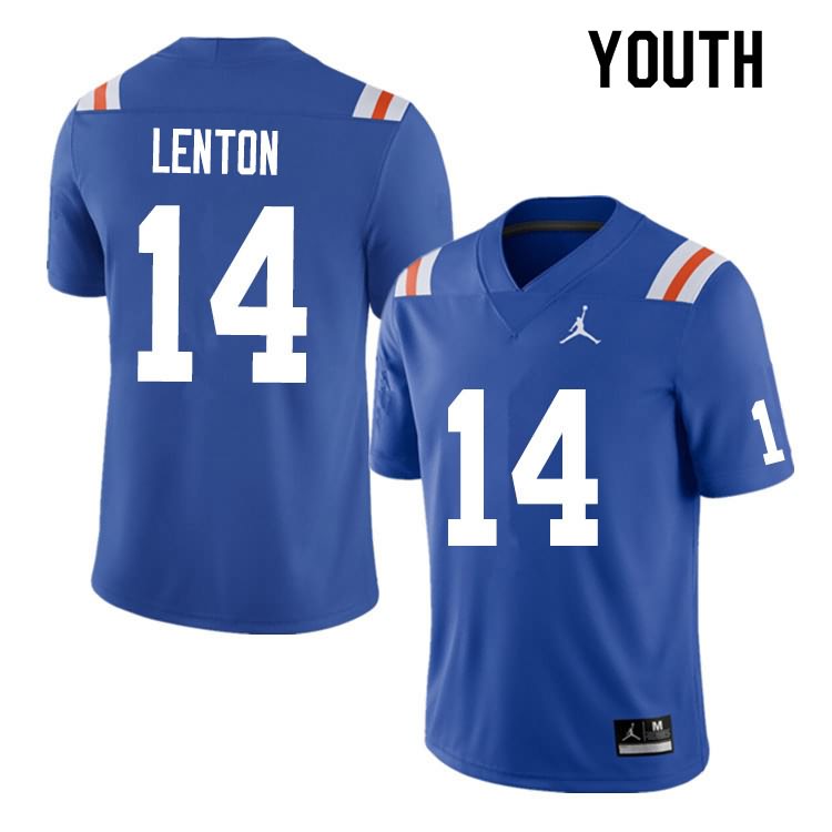 NCAA Florida Gators Quincy Lenton Youth #14 Nike Blue Throwback Stitched Authentic College Football Jersey DAC6564UU